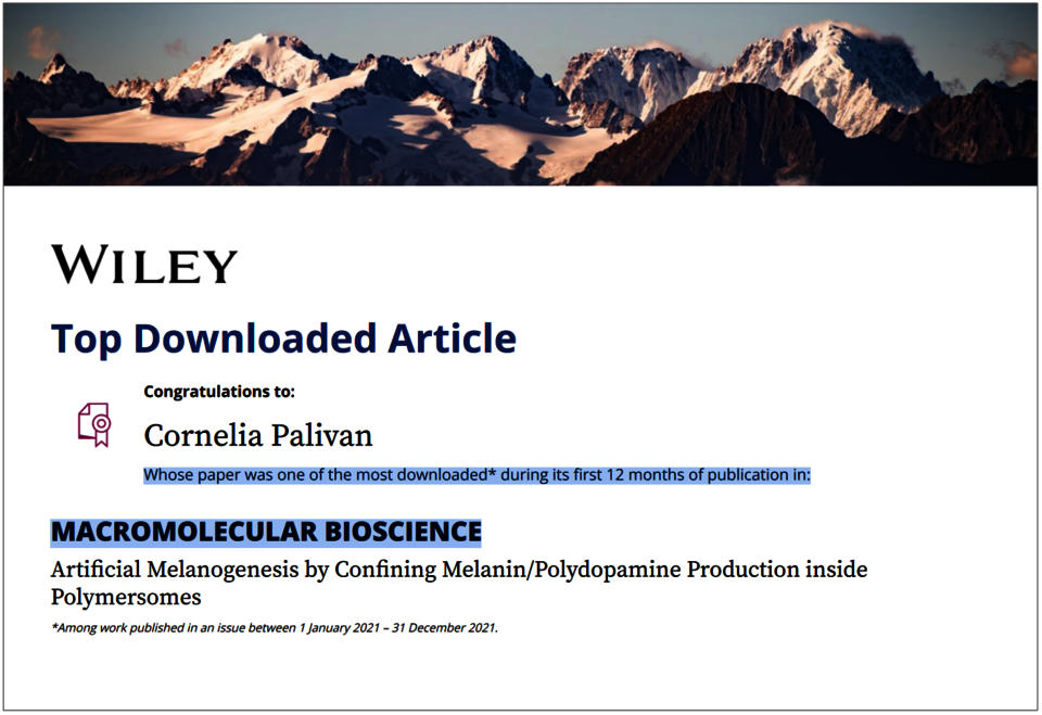 Wiley top downloaded article, Cornelia Palivan